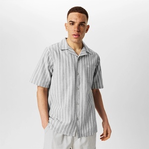 Jack Wills Риза Jack Wills Men's JW Linen Short-Sleeve Plain Shirt - Sage Stripe