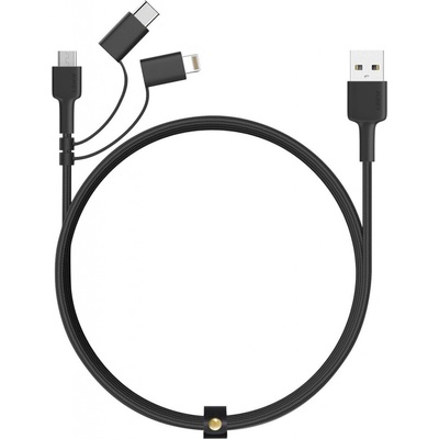 Aukey CB-BAL5 3 v 1 ultra-nylonový Quick Charge micro USB, USB-C, Lightning, 1,2m