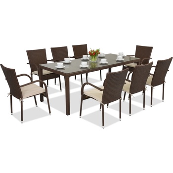 Garden Point Техноратанови мебели за градина Milan за 8 души, с голяма маса Garden Point (GAP472-8)