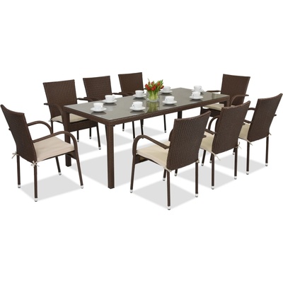 Garden Point Техноратанови мебели за градина Milan за 8 души, с голяма маса Garden Point (GAP472-8)