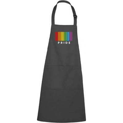 DOBRÝ TRIKO Zástěra s potiskem Pride pruhy Antracitová