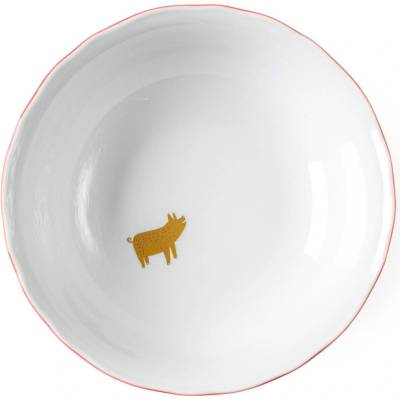 Bella Rose Porcelánová mísa Zlaté prasátko červená linka bílá porcelán 1,2 l