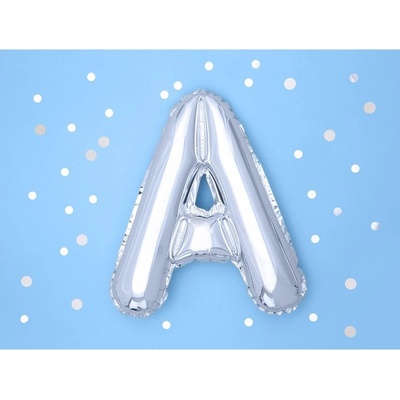 PARTYDECO Balón foliový písmeno A 35 cm stříbrný NELZE PLNIT HELIEM
