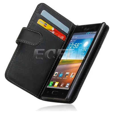 LG Optimus L7 P700 Wallet Калъф Черен + Протектор