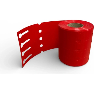 Plastová Etiketa záhradnícka 25 mm x 250 mm, 4 - Produkcia, Polypropylén, Červená, Dutinka 40 mm, 500 ks/kotúč, Priemer kotúča 91 mm