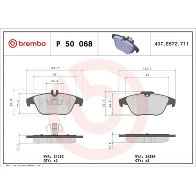 Sada brzdových platničiek kotúčovej brzdy BREMBO P 50 068