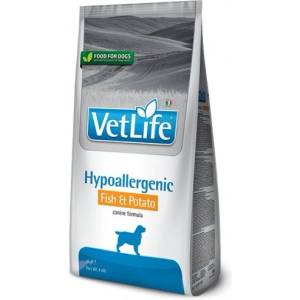 Farmina Vet Life Hypoallergenic Fish Potato - диетична храна за кучета, намалява непоносимост към съставки, хранителни елементи; елиминационна диета; подпомага защитната функция на кожата при дерматози, преко