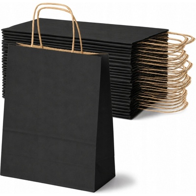 Papírové tašky Allbag 30x17x42,5 cm s krouceným uchem ČERNÉ 25 ks