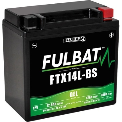 Baterie 12V, YTX14L-BS GEL, 12V, 12Ah, 200A, bezúdržbová GEL technologie 150x87x145 FULBAT (aktivovaná ve výrobě) FULBAT M310-223