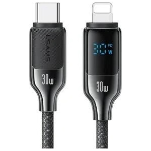 Usams USAMS USB-C to Lightning 30W 1.2m Digital Display Zinc Alloy Fast Charging Data Cable HX Series SJ741USB01 (US-SJ741)