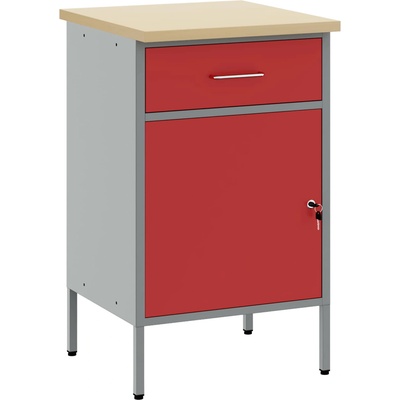 vidaXL Работна маса с чекмедже Червен и сив 50 x 55 x 85 см (4103463)