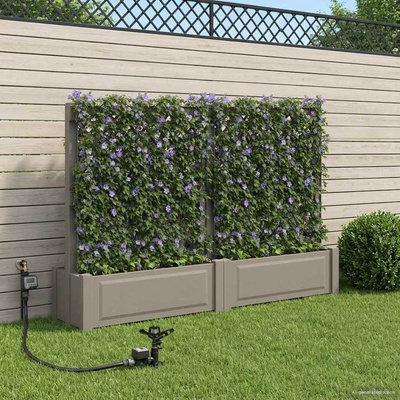 vidaXL Голям сандък с решетка 2 pcs Сиво 200 x 43 x 133, 5 см ПП (42041732)