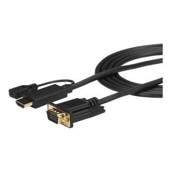 Image 1 of StarTech StarTech. com HD2VGAMM6 адаптер за видео кабел 1, 9 м VGA (D-Sub) HDMI + Micro USB Черен (HD2VGAMM6)