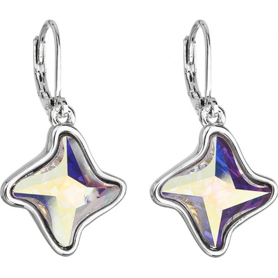 Swarovski Elements Star krystal stříbrné náušnice visací bílá duhová hvězda hvězdičky 51055.2 Crystal AB