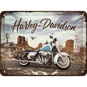 Plechová ceduľa Harley Davidson - Born to Ride, 20 × 15 cm