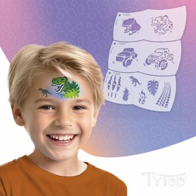 Mosaic šablóna na malovanie tváre dinosaurus terénne vozidlo 3 ks