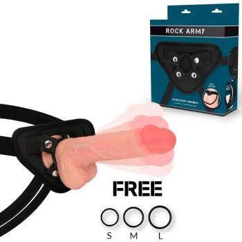 Страп-он с вибрации и ротации, течен силикон, 22см. - Hawk Realistic (D-227461)