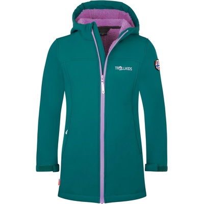 TROLLKIDS Детско софтшел яке Trollkids Girl's Kristiansand Coat Softshell jacket - Midnight Petrol / Deep Violet - размер 176 (EU) (703-3291-0718)