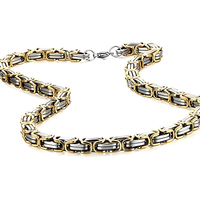 HARAHU Мъжка верига uq-38761 - Златна / Сребърна / 60см kp38761 (uq-38761)