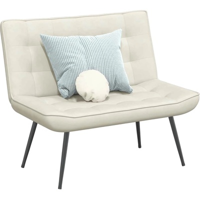 vidaXL Пейка, кремава, 110x74x84 см, кадифе (4012345)