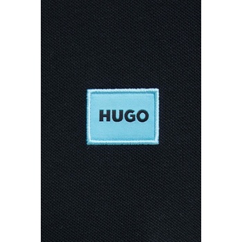 HUGO Памучна тениска с яка hugo в черно с апликация 50490770 (50490770)