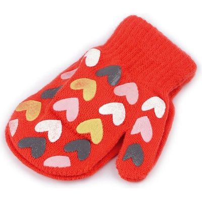 Prima-obchod Dětské pletené rukavice palčáky červená světlá srdce