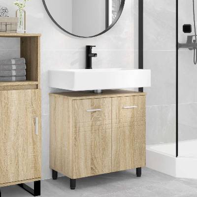 vidaXL Шкаф със светло за баня Дъб сонома 60 x 35 x 60 см (889407)