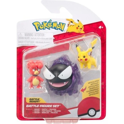 Jazwares Покемон: комплект от 3 фигури - Мегби, Пикачу, Гастли (pkw4082)