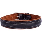 COLLAR Кожен нашийник Soft за куче - 38 - 49см, 25мм, черно - кафяво