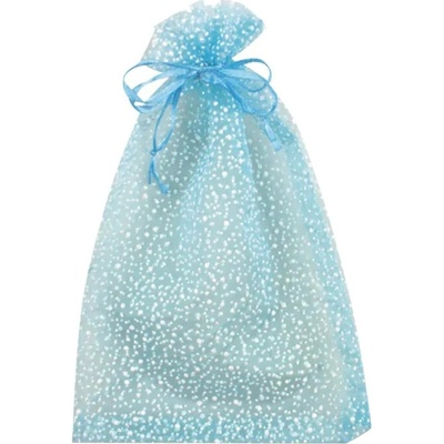 Anděl Pytlík organza světle modrý se třpytkami 26x35cm