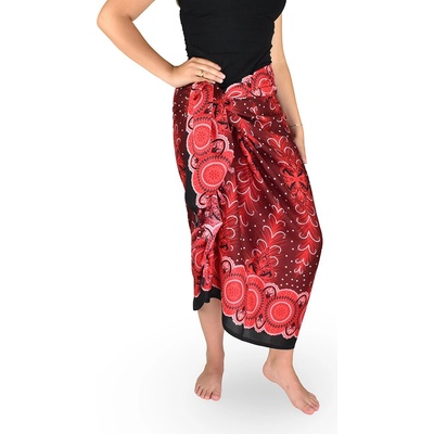 Thajsko Sarong Pareo BUN pávie kvet červená