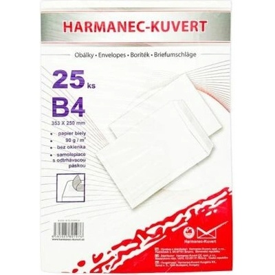 Poštovní obálky B4 s páskou, bílé, 25 ks 90g
