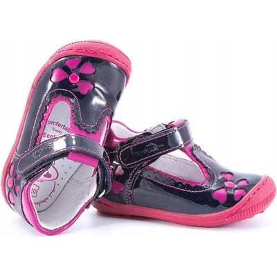 Renbut 13-1379 dievčenské balerinky koža laku tmavomodrá