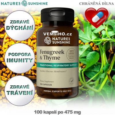Nature’s Sunshine Fenugreek & Thyme Pískavica a tymian 100 kapsúl po 475 mg