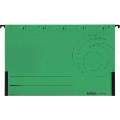 Папка картотека Herlitz Easyorga, V-образна, изработена от картон, с метални шини, зелена, 5бр. в опаковка (OK1282)