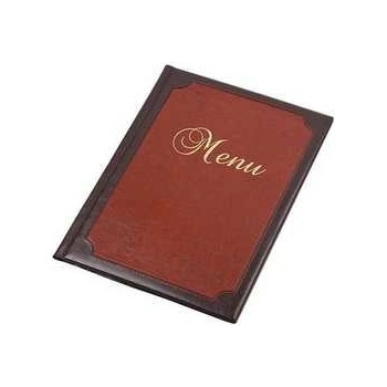 Desky na jídelní lístek "Framed", hnědá-červená, koženka, A4, PANTA PLAST