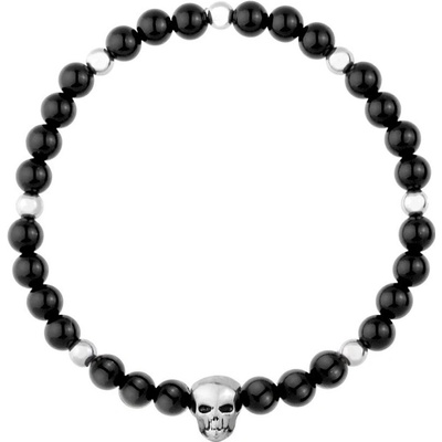 Manoki Pánský náramek Cristoval lebka lesklý onyx X-BA1084B/21 Černá