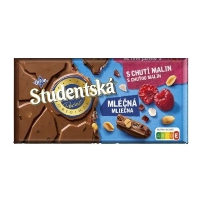 Orion Studentská pečeť mliečna s orechmi a malinami 170 g