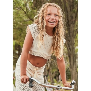 MAYORAL Къс топ ажурен в мръсно бял цвят за момиче Майорал