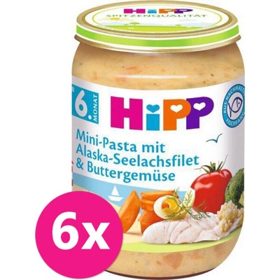 HIPP Mini těstoviny s aljašskou treskou v máslové zelenině 3 x 90 g