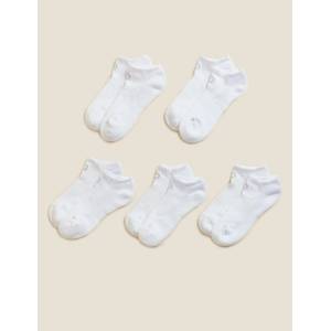 Marks & Spencer Комплект от пет чифта дамски спортни чорапи в бяло Marks & Spencer Trainer Liners Marks & Spencer | Byal | ЖЕНИ | 35 1/2-38