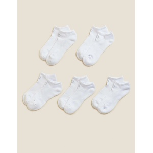 Marks & Spencer Комплект от пет чифта дамски спортни чорапи в бяло Marks & Spencer Trainer Liners Marks & Spencer | Byal | ЖЕНИ | 35 1/2-38