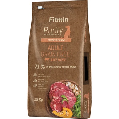 Fitmin 2x12кг говеждо без зърно Fitmin dog Purity Adult суха храна за кучета
