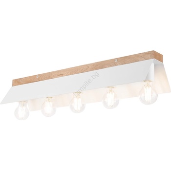 LAMKUR Плафон ESME 5xE27/15W/230V бял/дъб (LA53387)