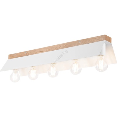 LAMKUR Плафон ESME 5xE27/15W/230V бял/дъб (LA53387)