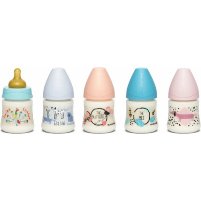 Suavinex láhev Kulatá savička latex růžová pes 150 ml