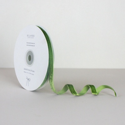 Bella Rose Sametová stuha 1 cm – Olive (10 m), zelená barva, textil – Zboží Mobilmania