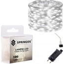 SPRINGOS LED reťaz Nano 10m 100LED 8 funkcií ovládač 3xAA IP44 studená biela
