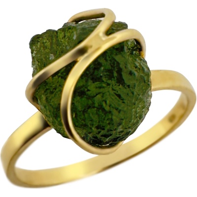 Vltavín Moldavite Zlatý prsten s vltavínem P27 0036