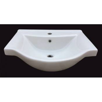 Image 1 of Inter Ceramic Мивка за баня 55х49 см, порцеланова за поставяне върху шкаф, бяла (5855)